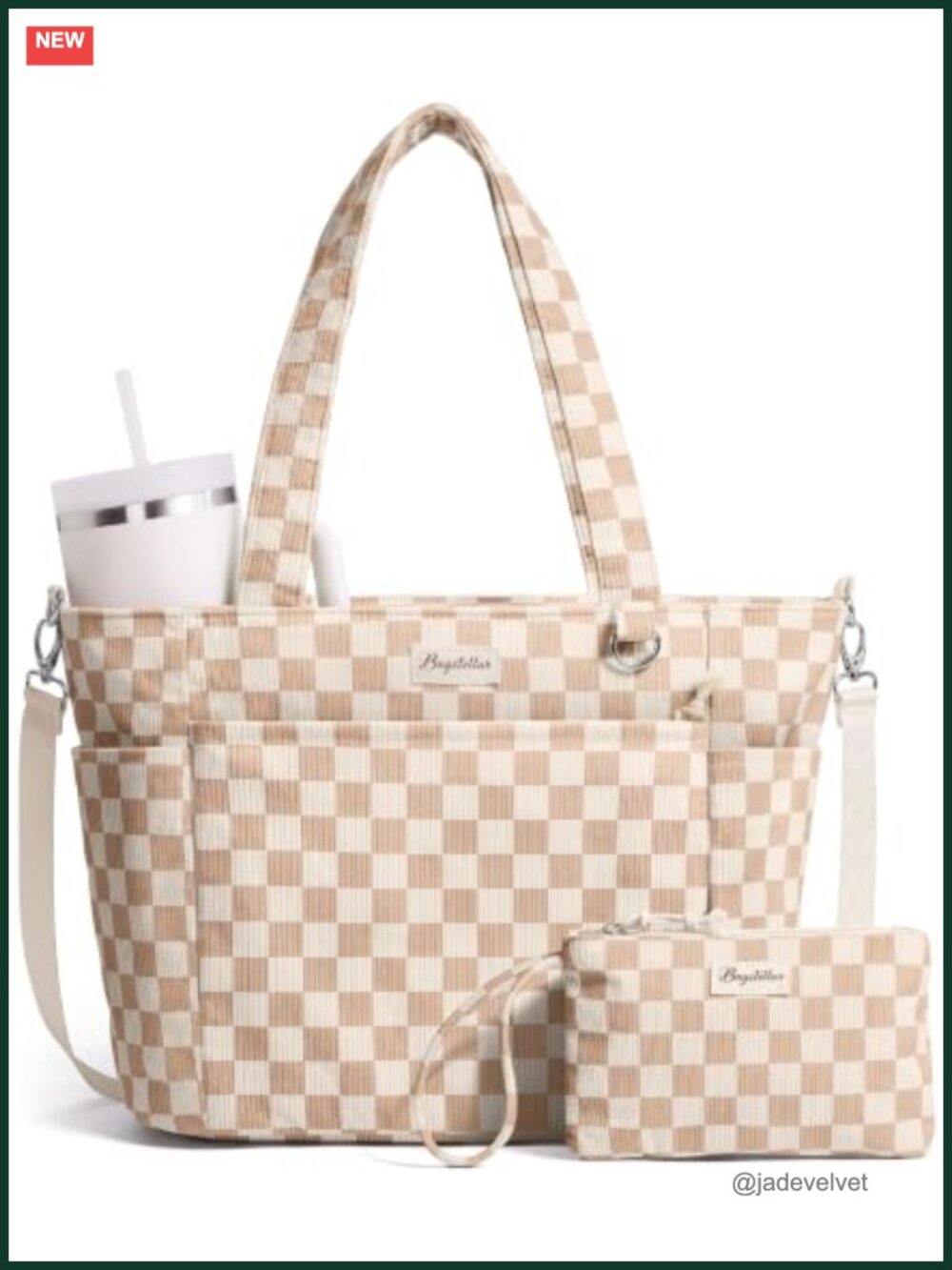Lightweight Corduroy Tote Bag for Women Laptop Work Teacher Nurse Travel Purse